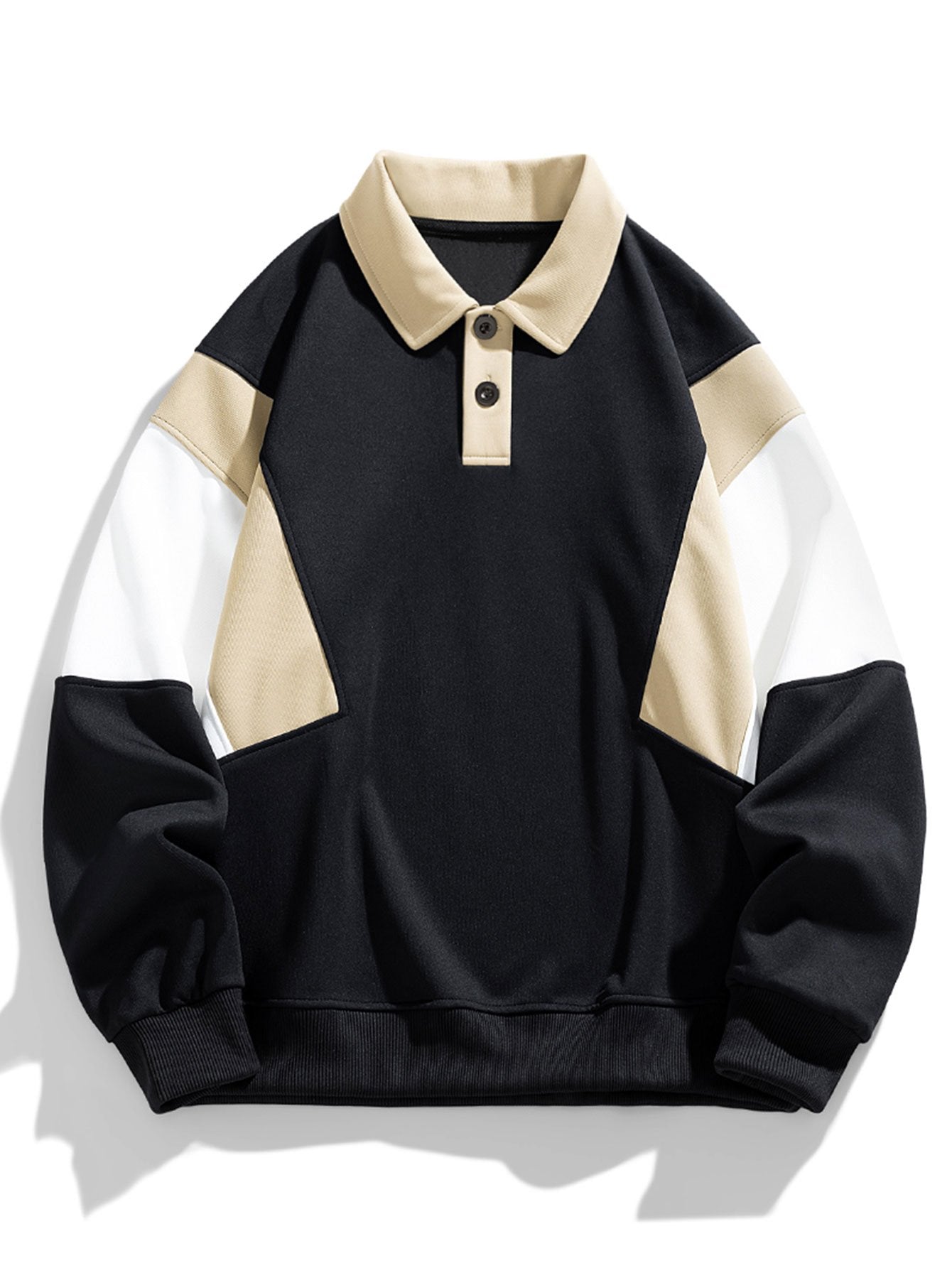 Relax Fit Color Block Polo Sweatshirt