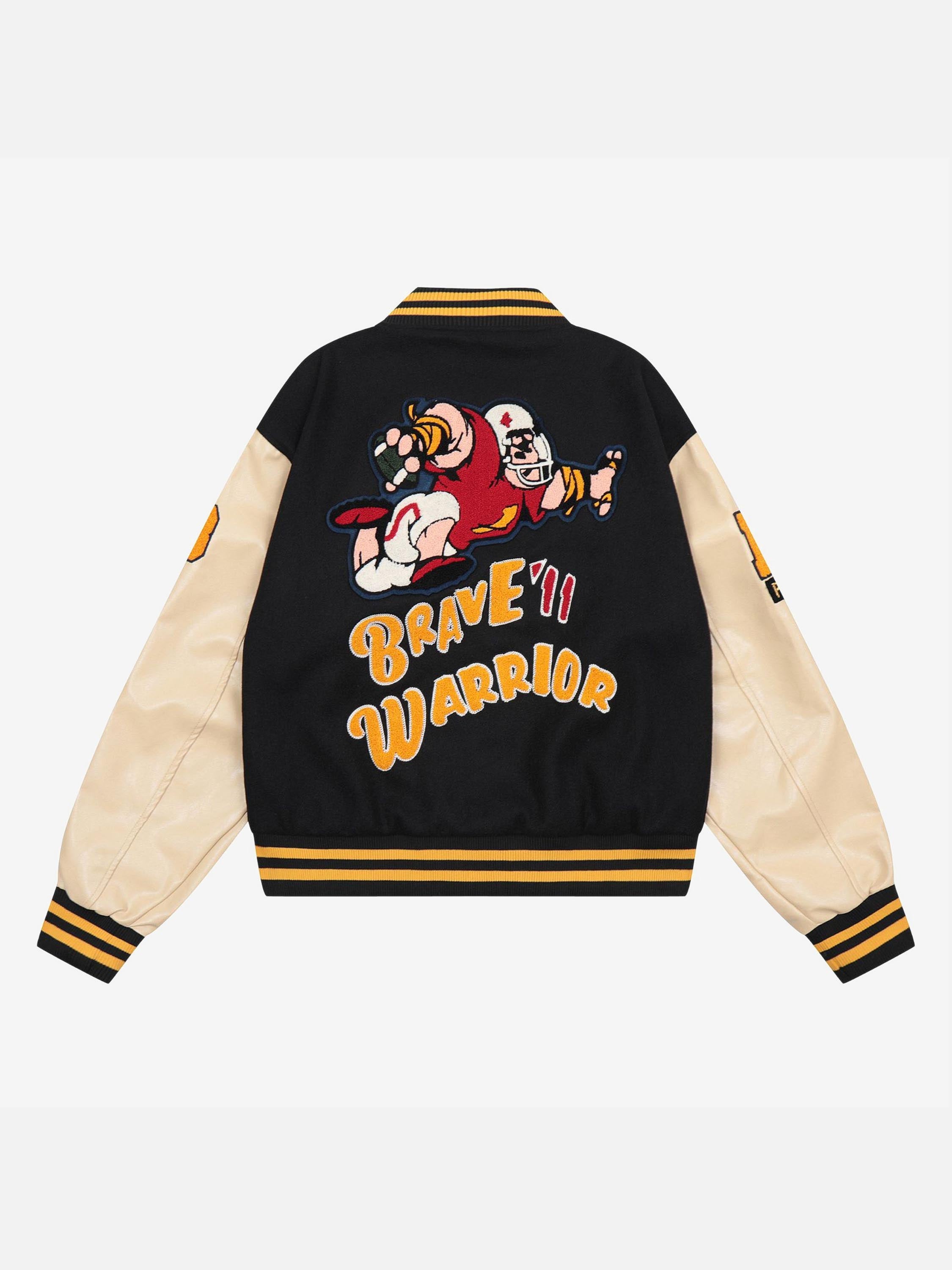 The Vimiaparty American Style Loose Pu Leather Sleeves Clash Color Jacket