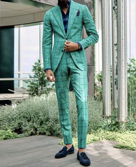 Casual Plaid Lapel Collar Blazer & Pencil Pants 2Pcs Set
