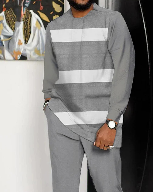 Men's Casual Color Blocking Long Sleeve Walking Suit-194