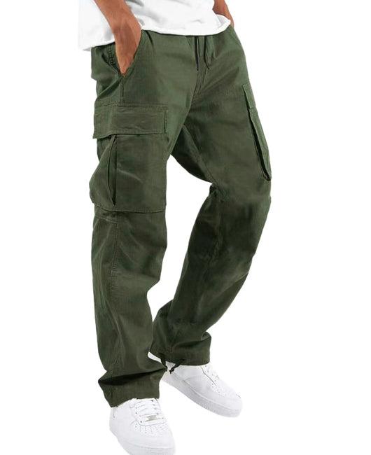 Solid Color Drawstring Flap Pocket Trousers