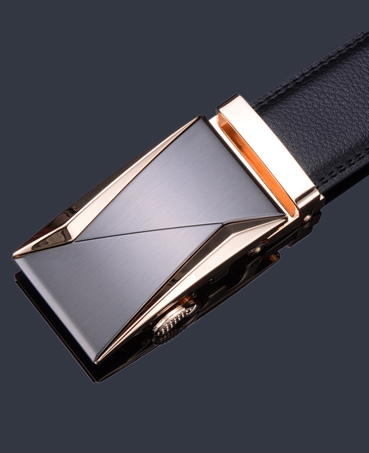 Business Solid Color Leather Automatic Buckle Belt