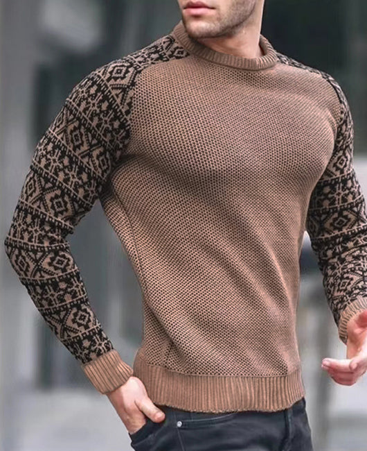Contrast Geo Panel Waffle Knit Top