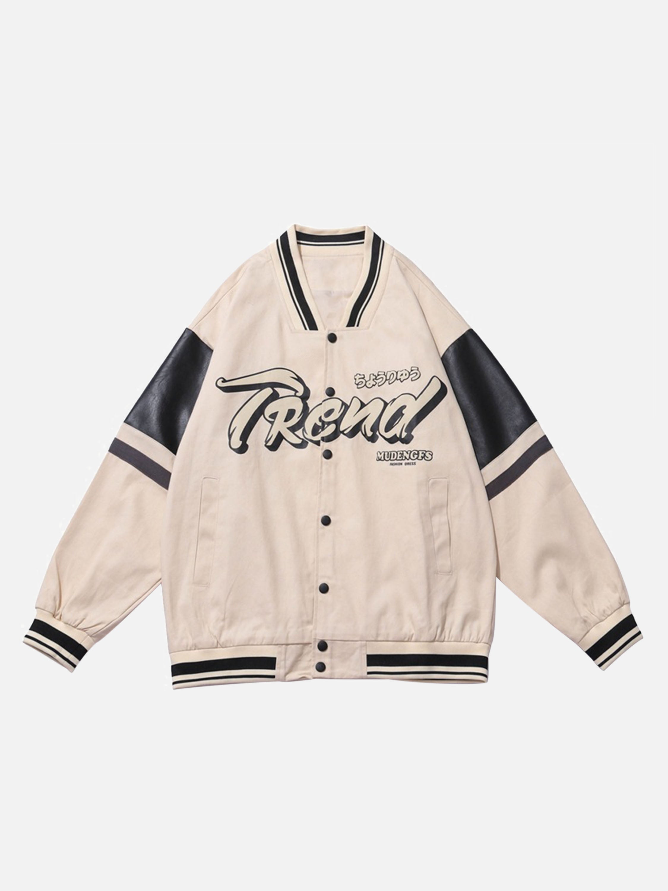The Vimiaparty American Vintage PU Leather Splicing Loose Casual Jacket