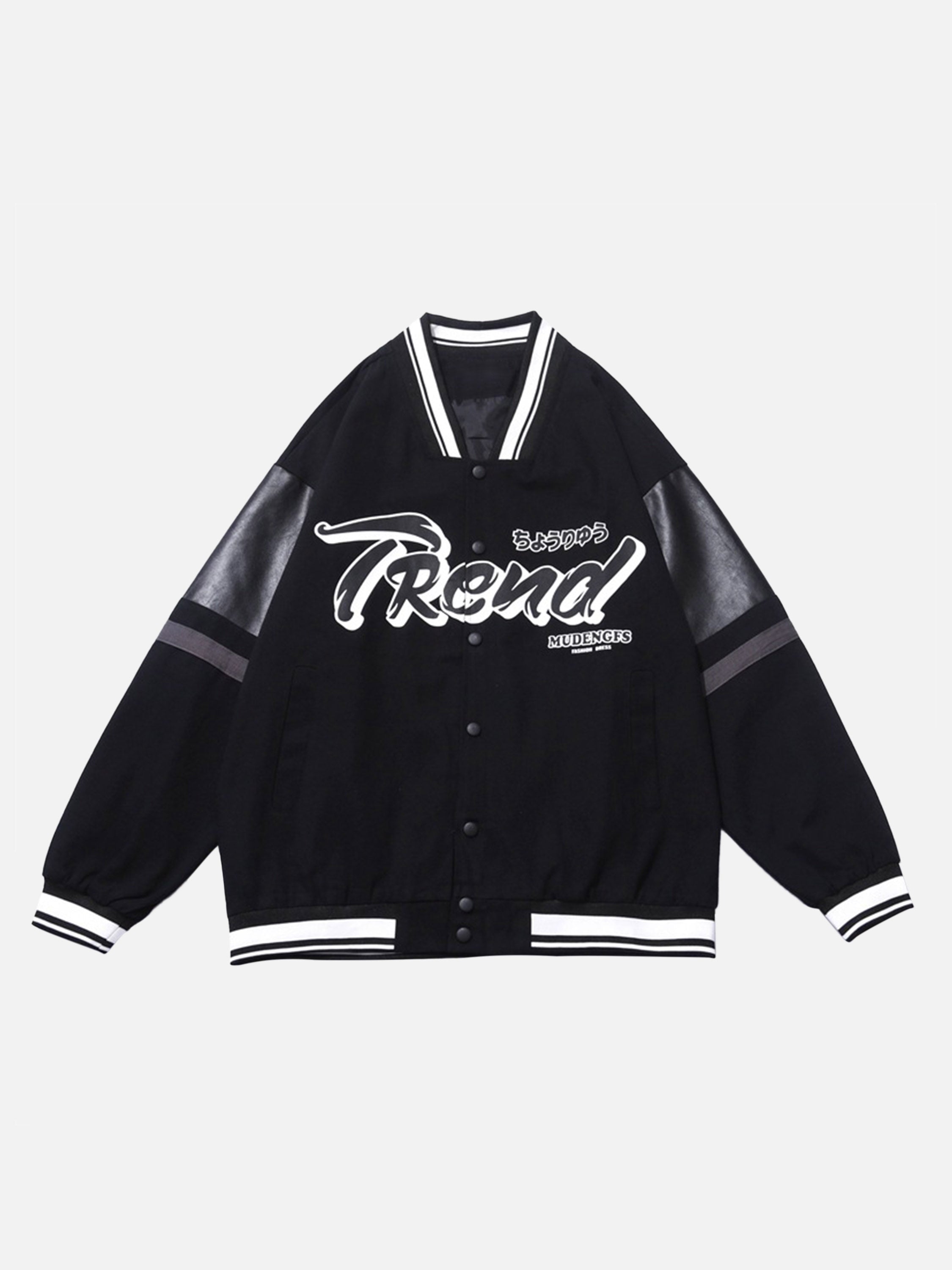 The Vimiaparty American Vintage PU Leather Splicing Loose Casual Jacket