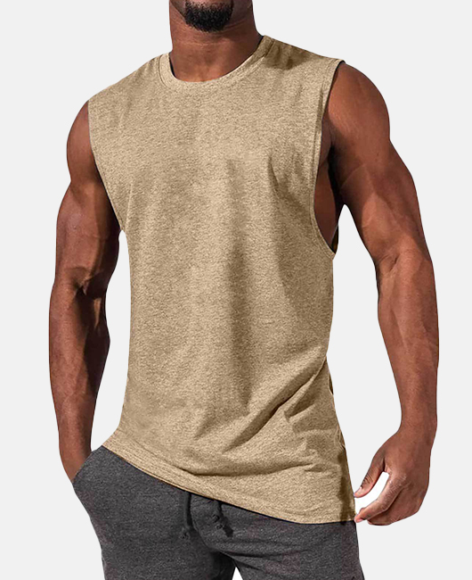 Minimalist Plain Crew Neck Sleeveless Loose Tank Top