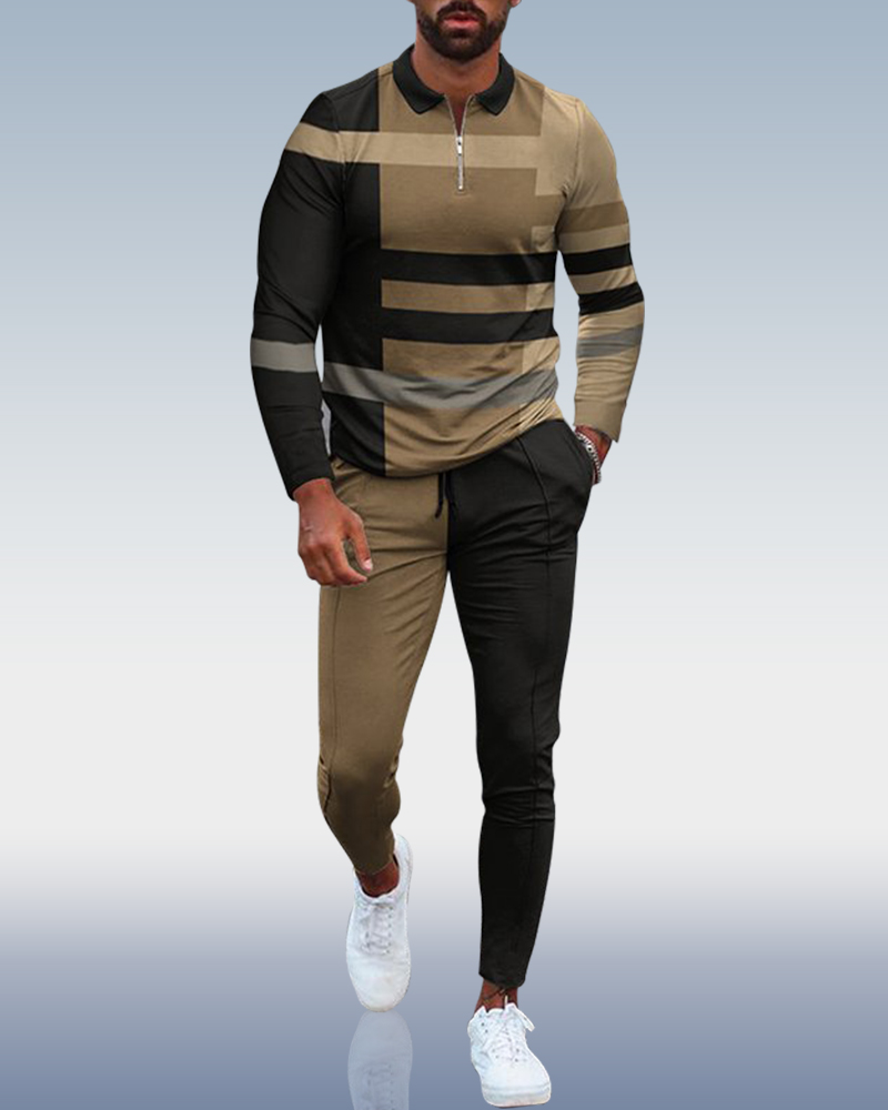 Men's Casual Personality Polo Suit 099