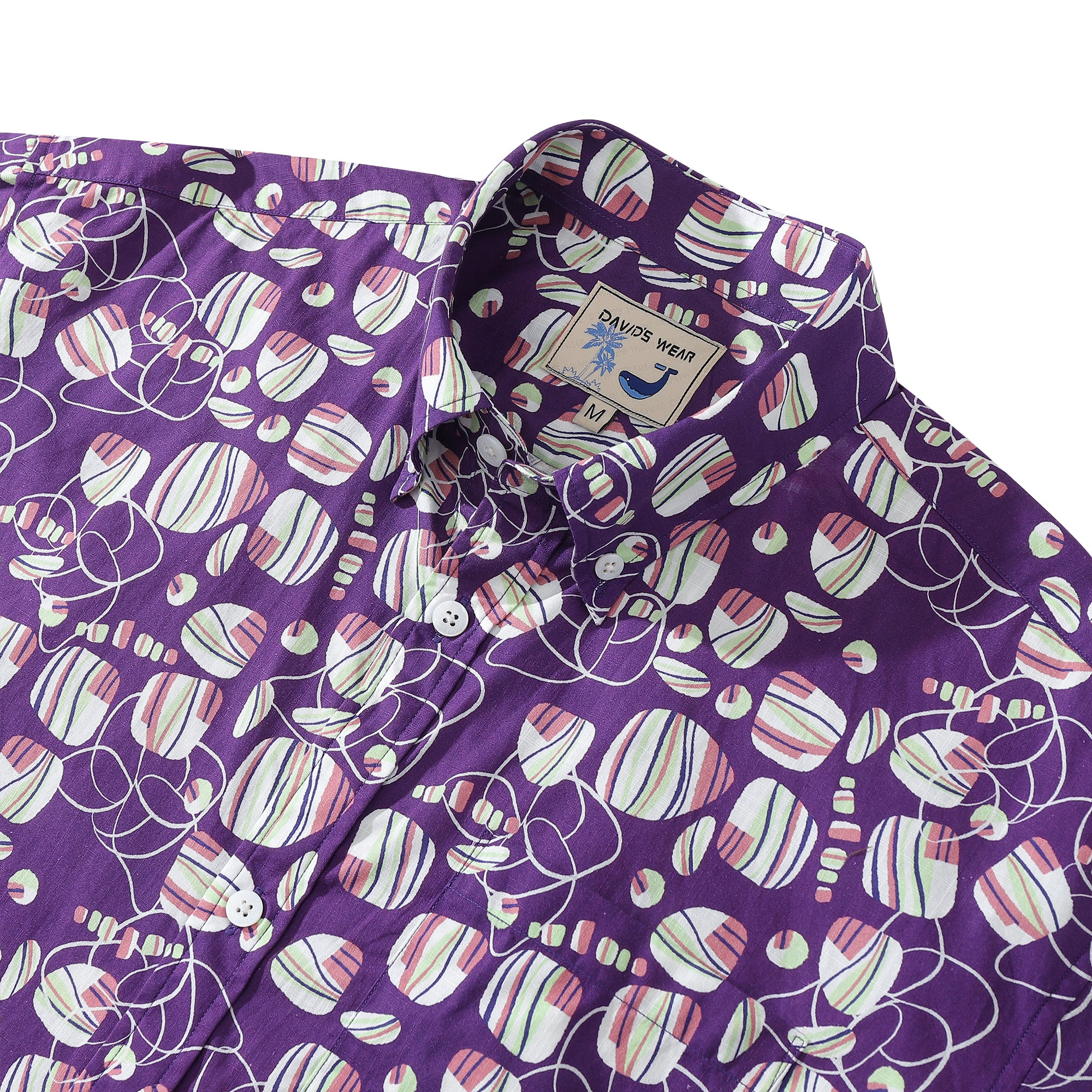 Men's Aloha Shirt Seaside Bathing Beach Cotton Short-sleeve Button-down
