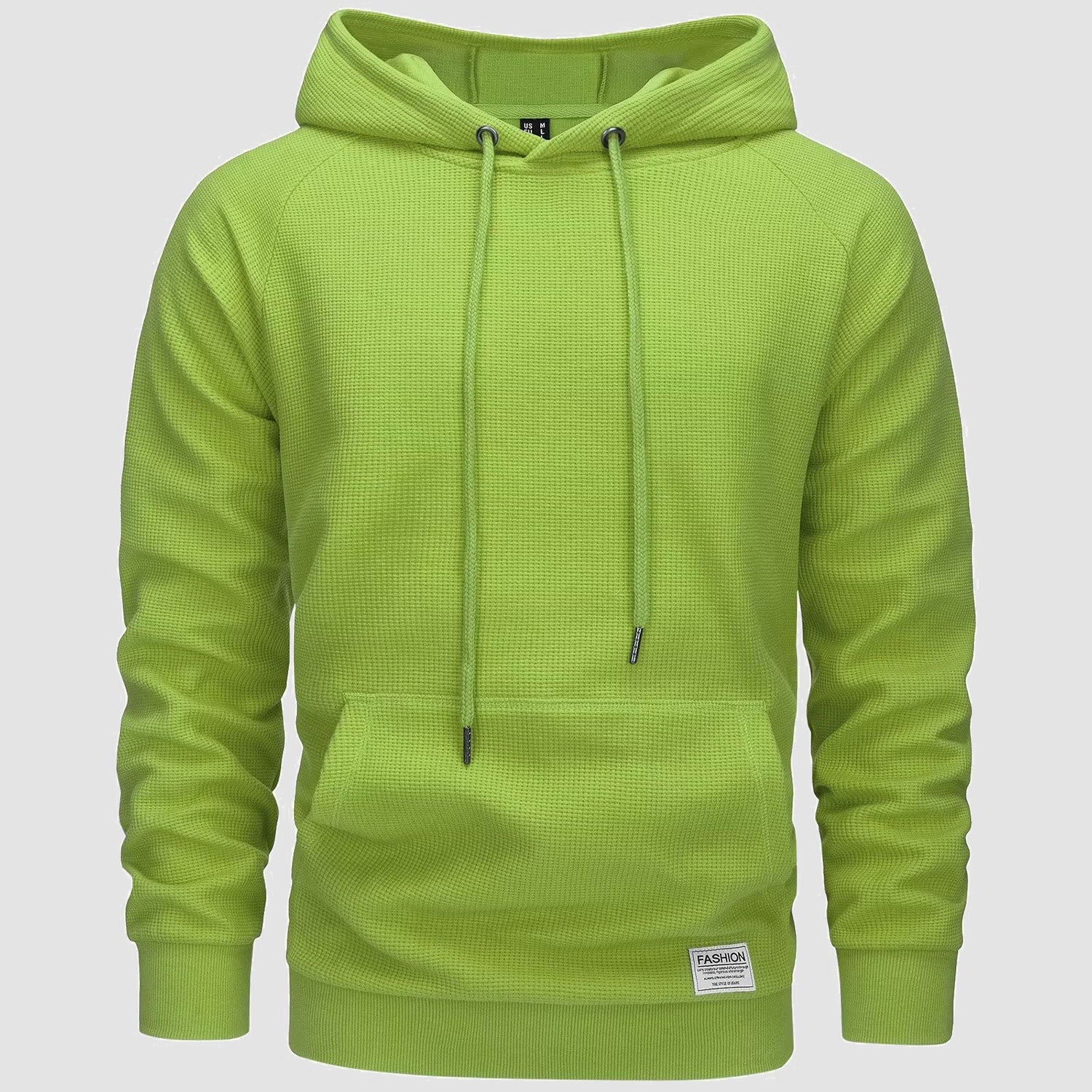 Men's Pullover Hoodies Waffle Knit Long Sleeve Drawstring Casual Active Hooded Sweatshirts with Kangaroo Pockets