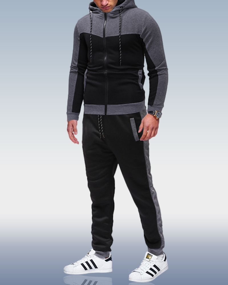 Men's Dark Grey Hoodie Casual Two Piece