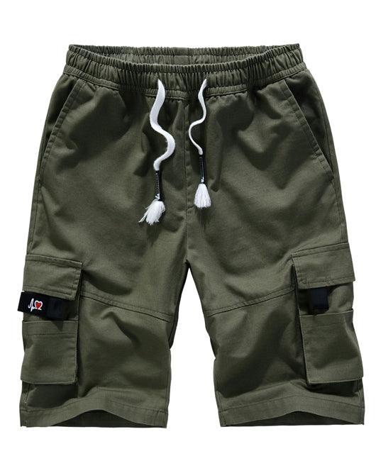 Men'S Solid Slant Pocket Elastic Waist Shorts