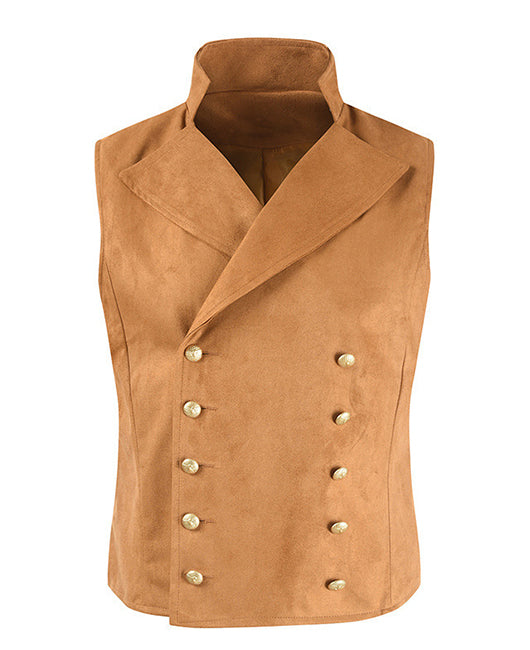 Vintage Plain Lapel Collar Double Breasted Blazer Vest