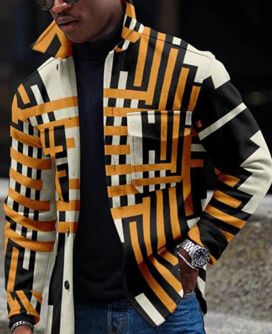 Striped Dual Pocket Front Jacket