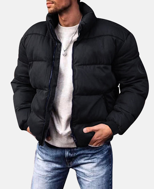 Solid Zip Up Stand Up Coat