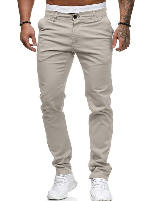 Men'S Solid Color Pocket Fitted Straight Pants