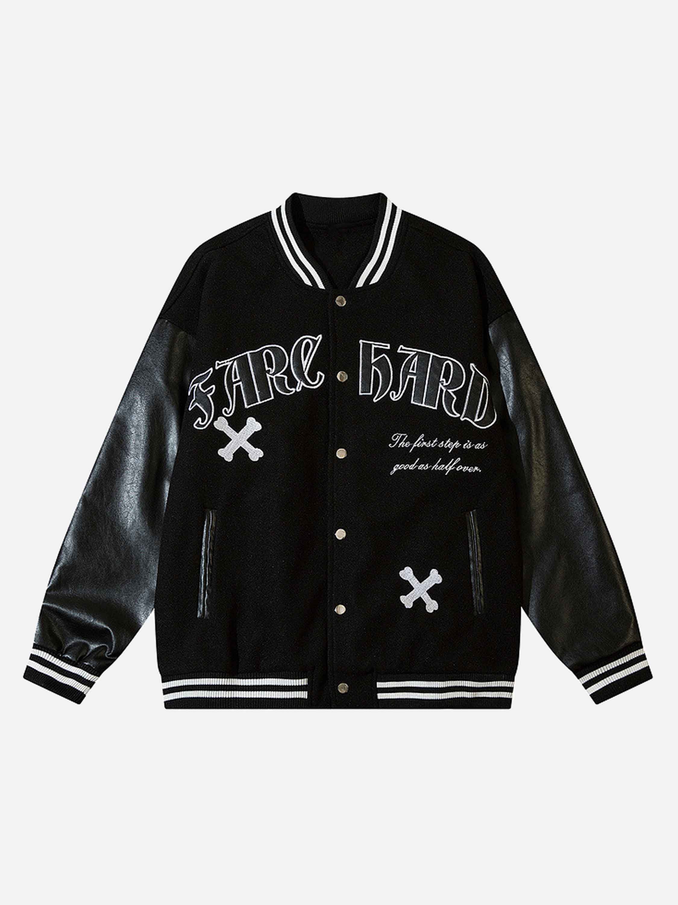 The Vimiaparty Dark Embroidered Spell Leather Loose Baseball Jacket