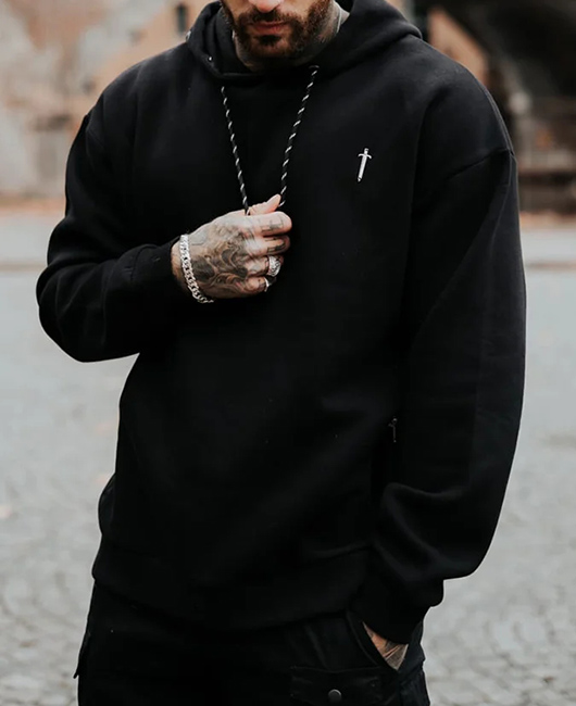 Casual Sword Pattern Embroidery Long Sleeve Hoodie