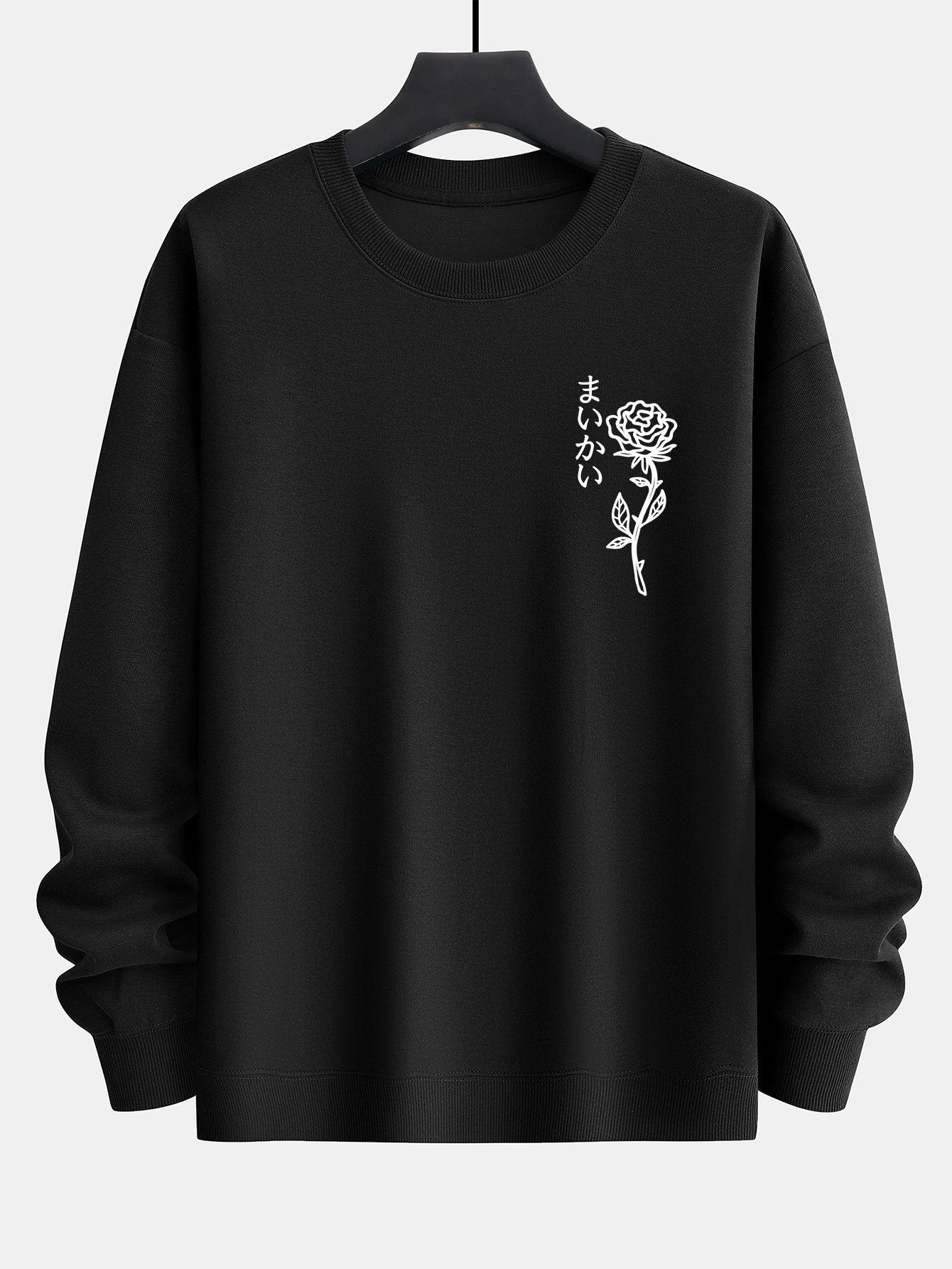 Japanese Rose Print Relax Fit Sweatshirt