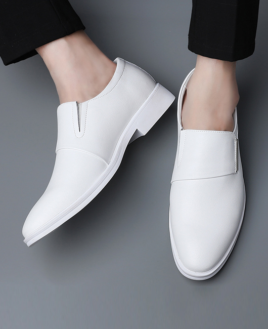 Classic Solid Color Point Toe Leather Dress Shoes