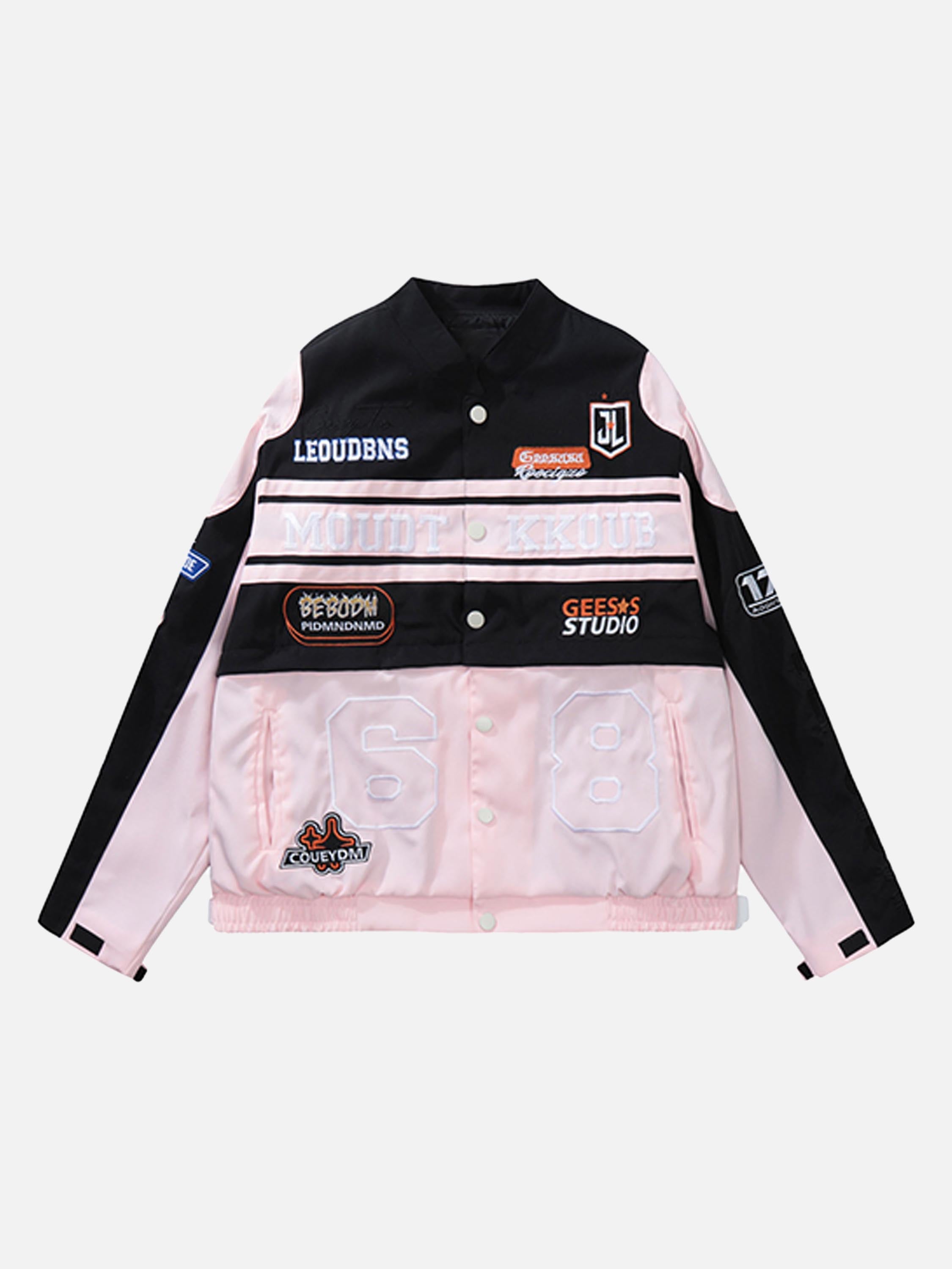 The Vimiaparty American Patchwork Color Alphabet Embroidery Baseball Suit Jacket Motorcycle Suit Coat